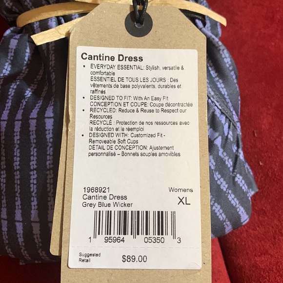PrAna Cantine Dress Padded Travel Outdoor Sleeveless size XL Grey/Blue - Picture 6 of 7